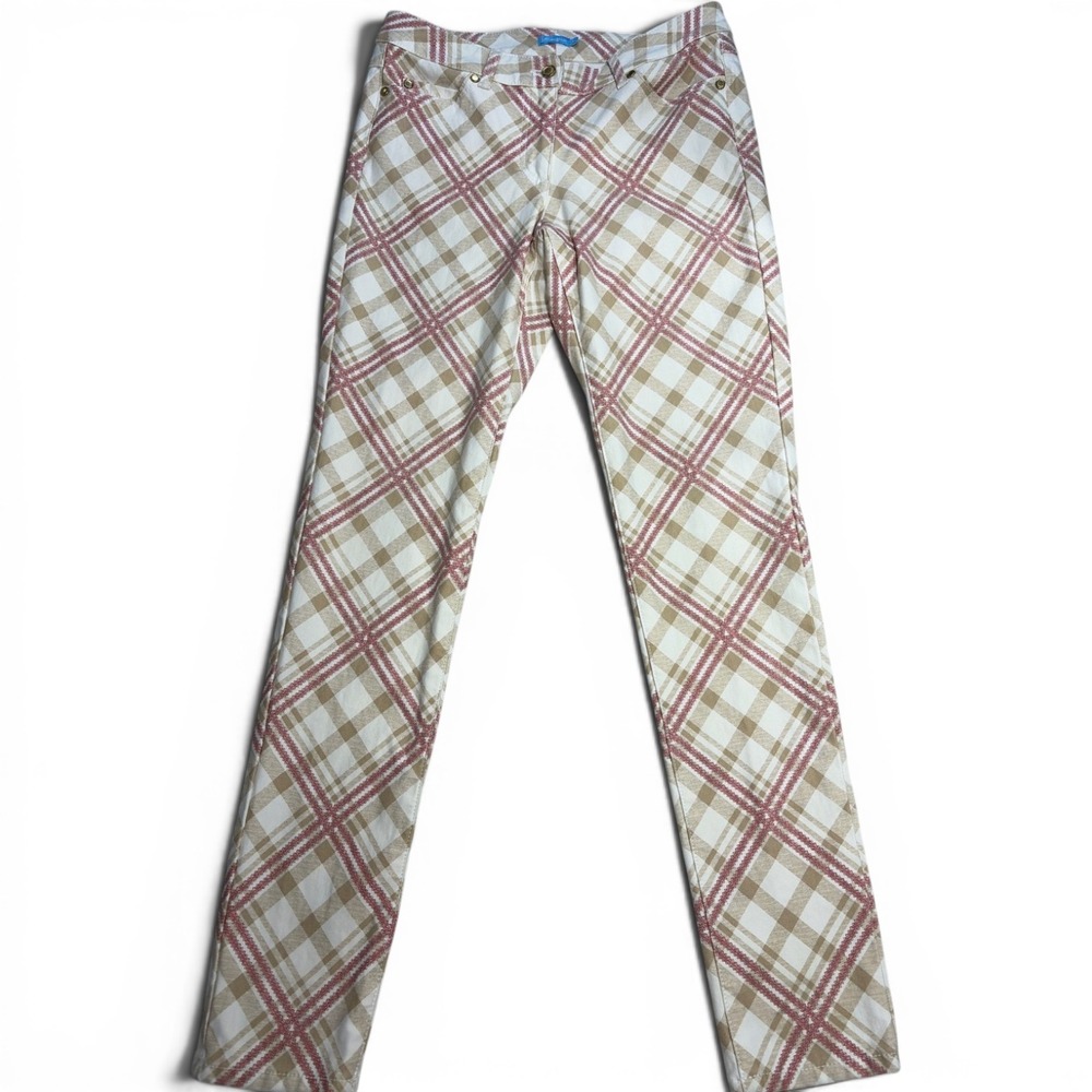 J.McLaughlin Lexi Cotton Diamond Plaid Jeans Pants Women's Size 4